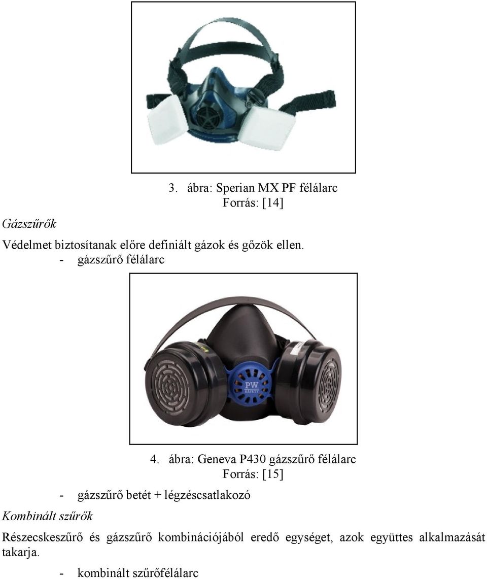 ábra: Geneva P430 gázszűrő félálarc Forrás: [15] - gázszűrő betét + légzéscsatlakozó