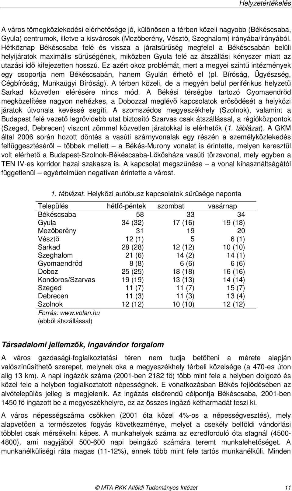 hosszú. Ez azért okoz problémát, mert a megyei szintő intézmények egy csoportja nem Békéscsabán, hanem Gyulán érhetı el (pl. Bíróság, Ügyészség, Cégbíróság, Munkaügyi Bíróság).