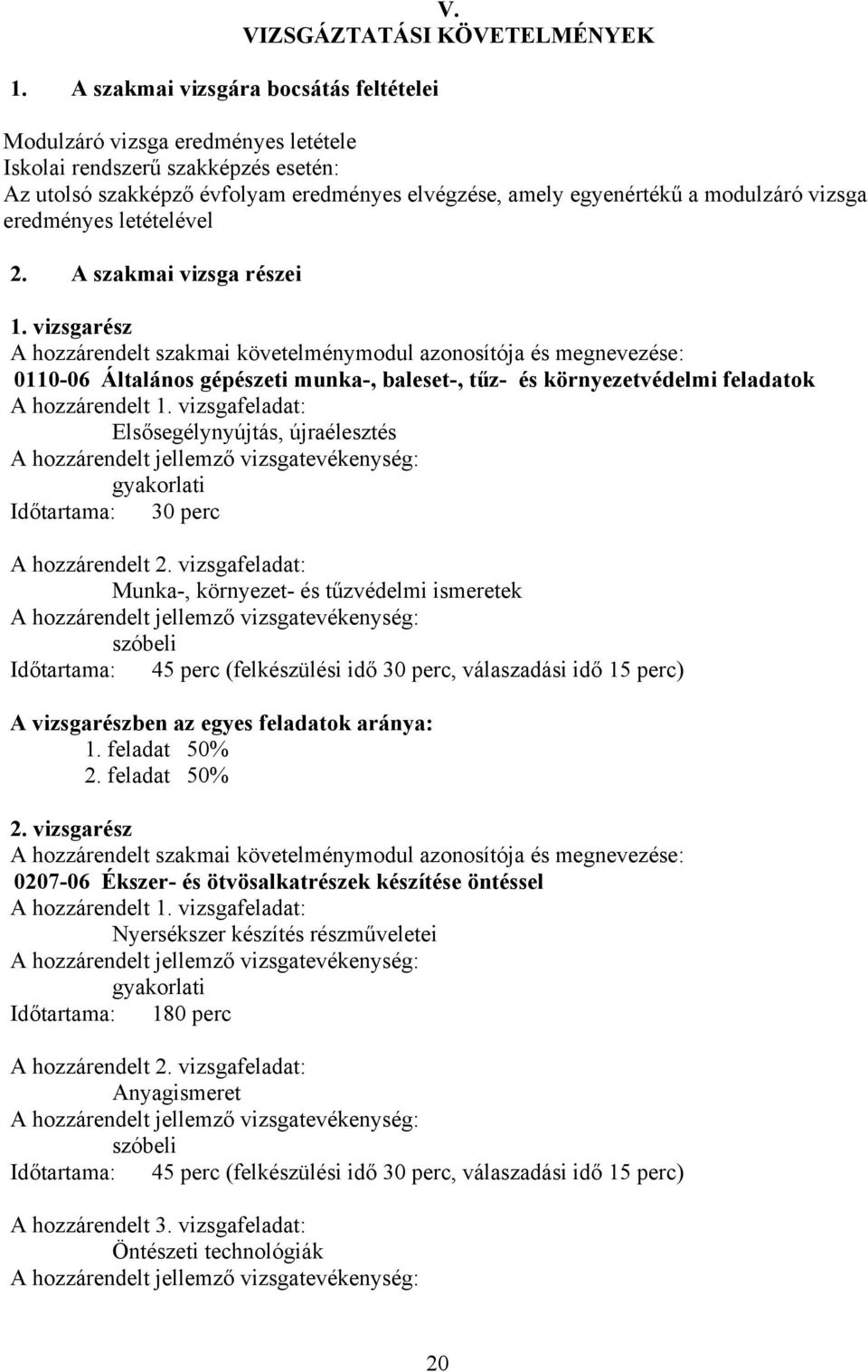 letételével 2. szakmai vizsga részei 1.