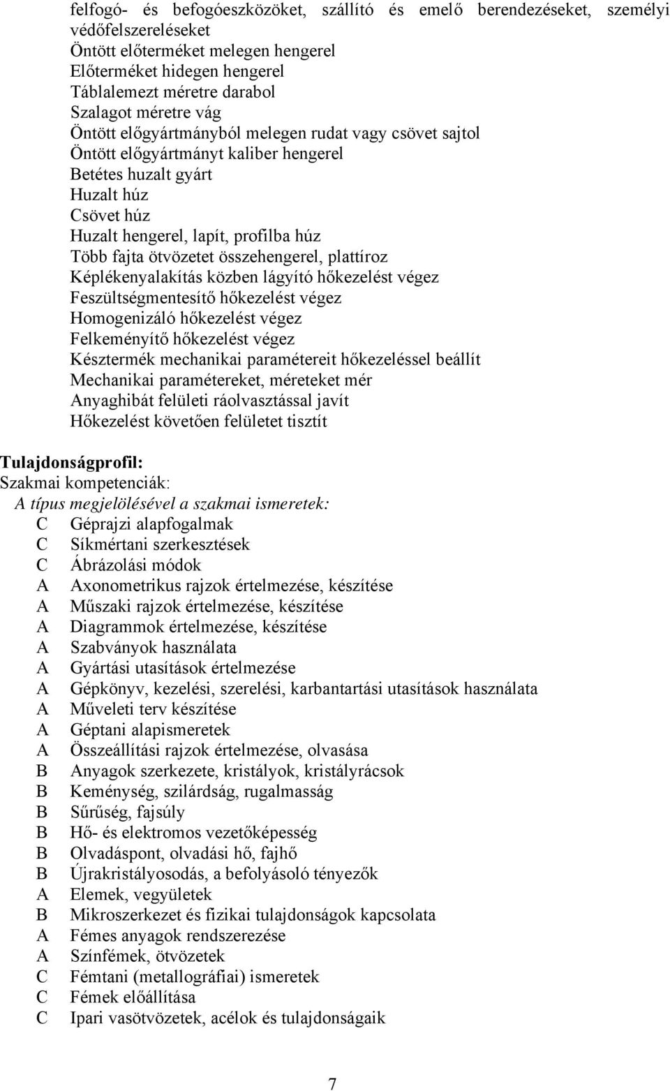 ötvözetet összehengerel, plattíroz Képlékenyalakítás közben lágyító hőkezelést végez Feszültségmentesítő hőkezelést végez Homogenizáló hőkezelést végez Felkeményítő hőkezelést végez Késztermék