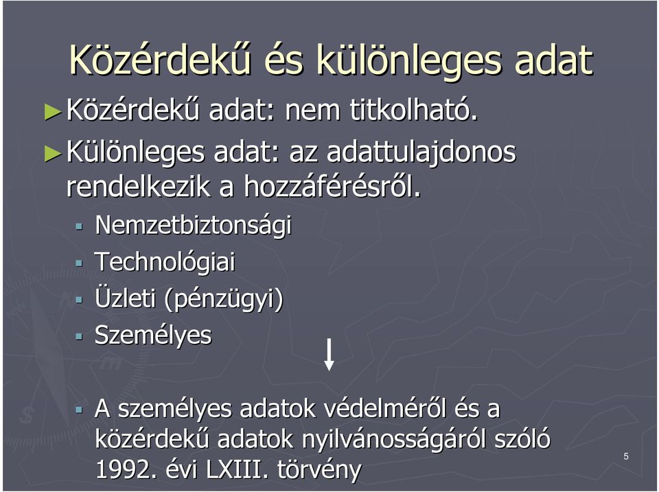 Nemzetbiztonsági Technológiai Üzleti (pénz nzügyi) Személyes A személyes