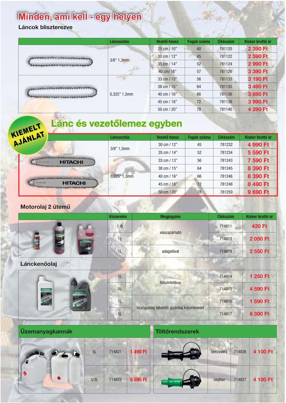 Ft 50 cm / 20 78 781140 4 290 Ft Láncosztás Vezető hossz Fogak száma Cikkszám Kisker bruttó ár 3/8 1,3mm 0,325 1,3mm 30 cm / 12 45 781232 4 990 Ft 35 cm / 14 52 781234 5 590 Ft 33 cm / 13 56 781243 7