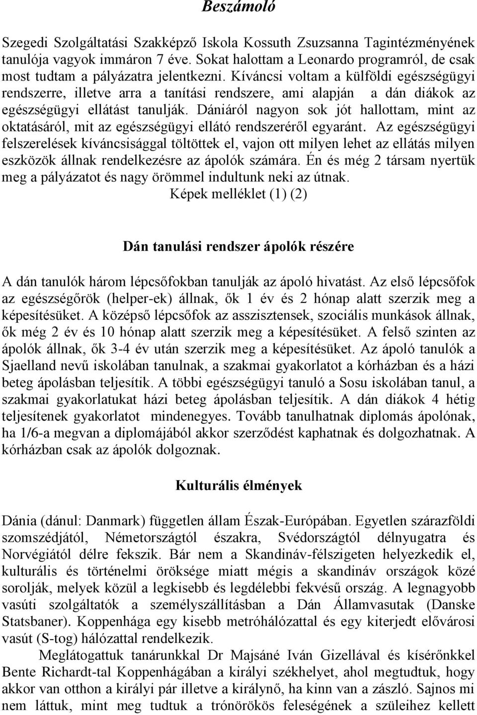 Dániáról nagyon sok jót hallottam, mint az oktatásáról, mit az egészségügyi ellátó rendszeréről egyaránt.