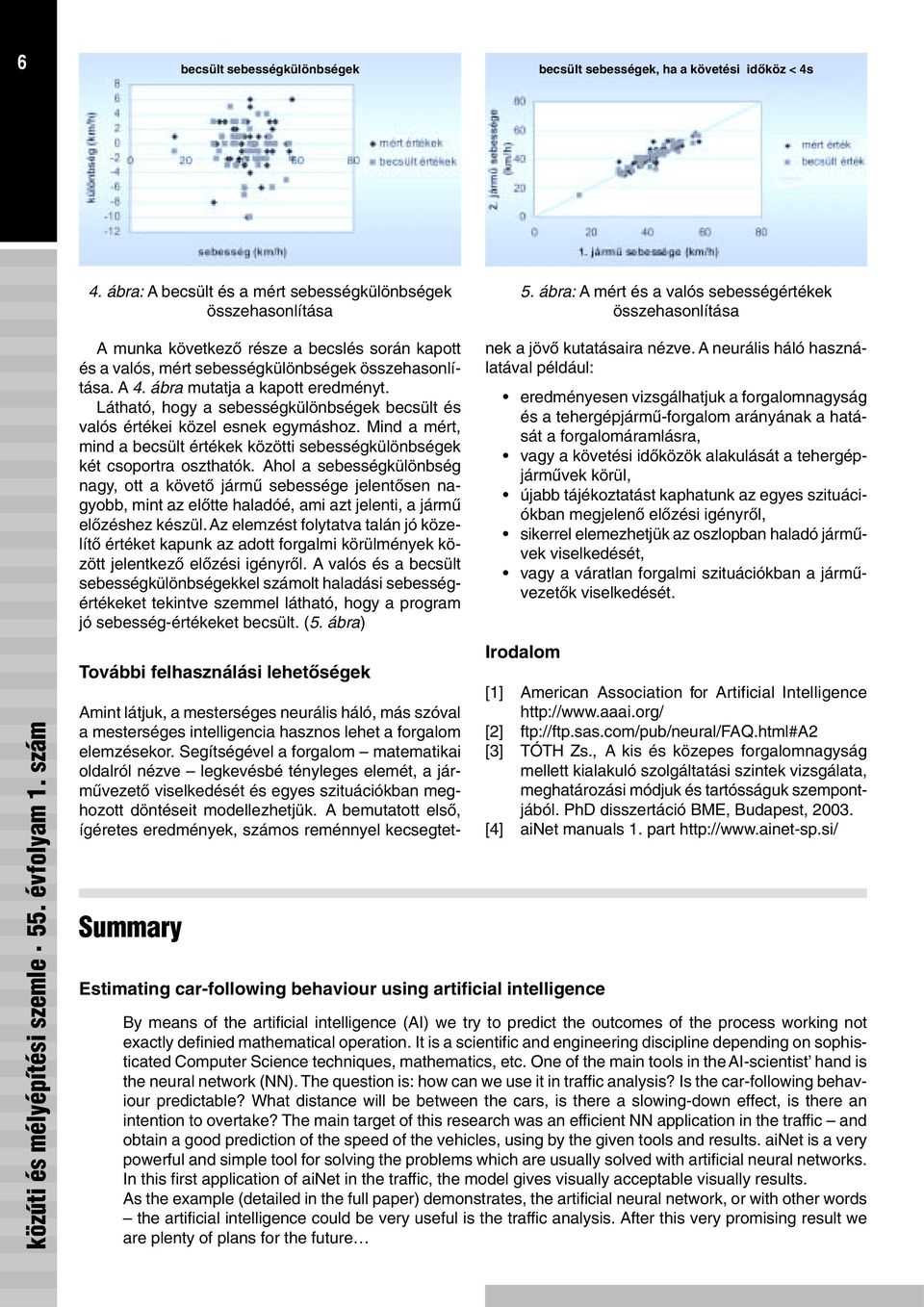 Látható, hogy a sebességkülönbségek becsült és valós értékei közel esnek egymáshoz. Mind a mért, mind a becsült értékek közötti sebességkülönbségek két csoportra oszthatók.