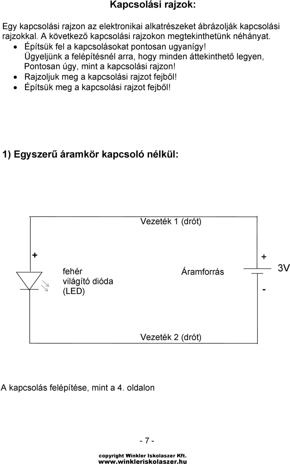 Ügyeljünk a felépítésnél arra, hogy minden áttekinthető legyen, Pontosan úgy, mint a kapcsolási rajzon!