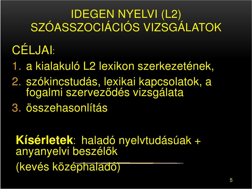 szókincstudás, lexikai kapcsolatok, a fogalmi szerveződés