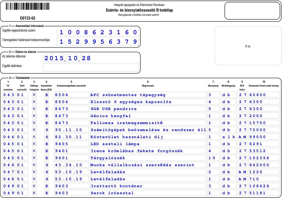 95.11.10 Számítógépek beüzemelése és rendszer áll 5 d b 2 7 75000 0 4 4 0 1 K S 82.30.