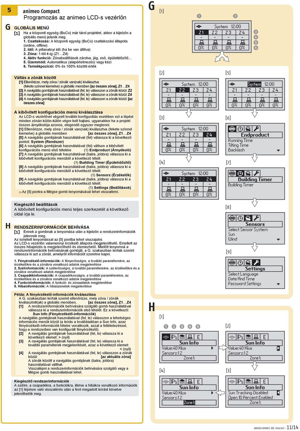 Aktív funkció: Zónabeállítások zárolva, jég, eső, épületidőzítő... 5. Üzemmód: Automatikus (alapértelmezés) vagy kézi 6.