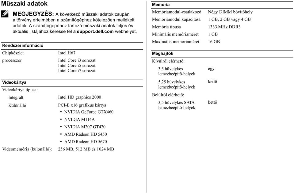 Rendszerinformáció Chipkészlet processzor Intel H67 Intel Core i3 sorozat Intel Core i5 sorozat Intel Core i7 sorozat Videokártya Videokártya típusa: Integrált Intel HD graphics 2000 Különálló PCI-E
