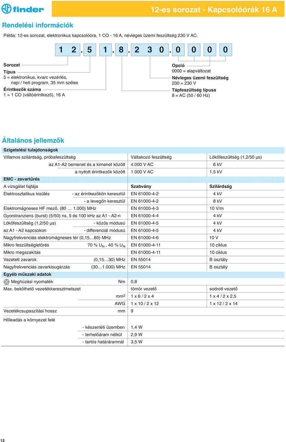 230 V Tápfeszü ltség típusa 8 = AC (50 / 60 Hz) Általános jellemzők Szigetelési tulajdonságok Villamos szilárdság, próbafeszü ltség Váltakozó feszü u ltség Lökőfeszültség (1,2/50 µs) az A1-A2 bemenet