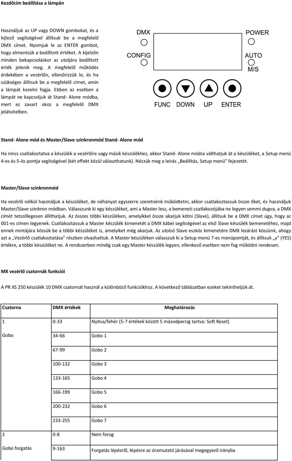 A megfelelő működés érdekében a vezérlőn, ellenőrizzük le, és ha szükséges állítsuk be a megfelelő címet, amin a lámpát kezelni fogja.