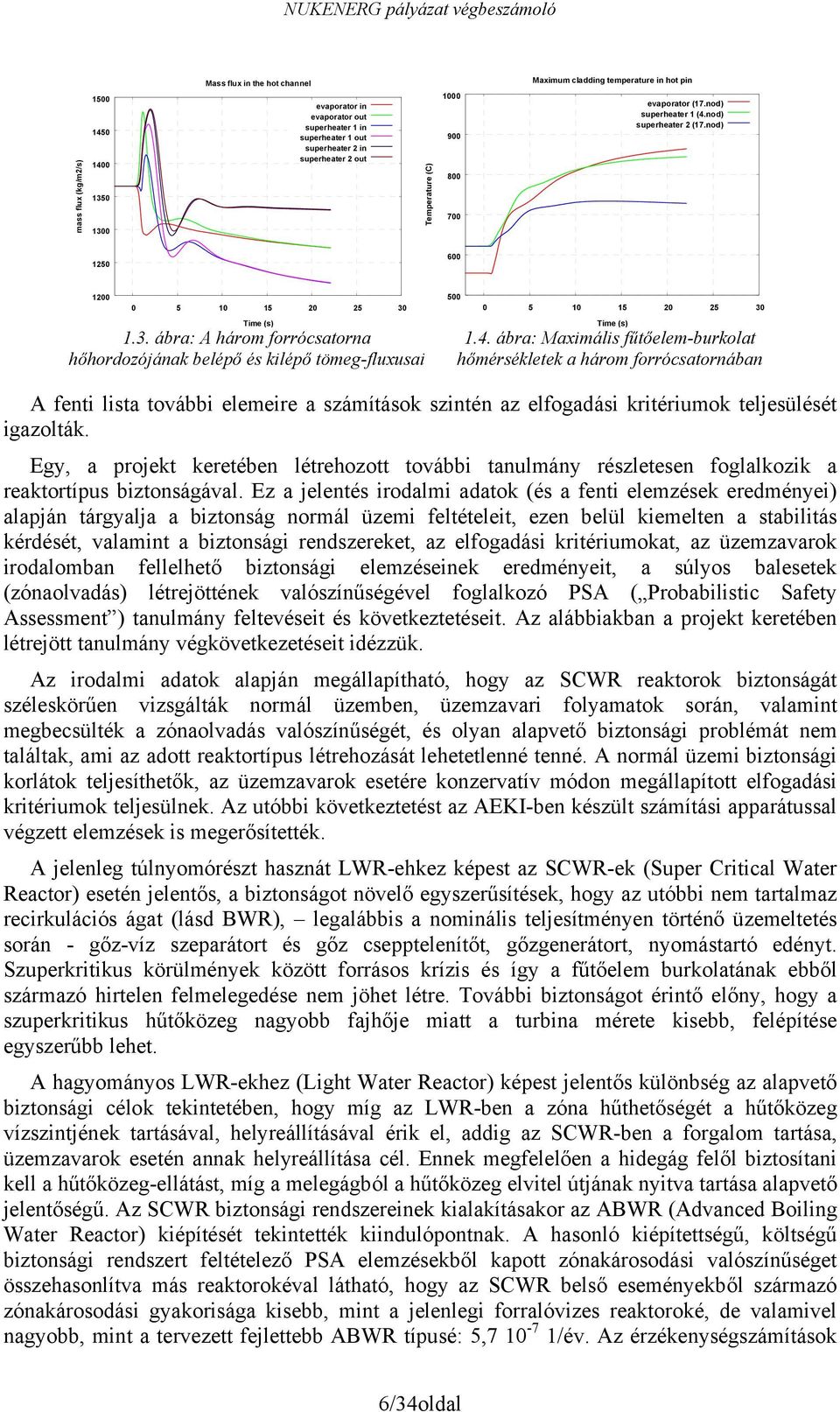 Time (s) 1.3. ábra: A három forrócsatorna hőhordozójának belépő és kilépő tömeg-fluxusai 500 0 5 10 15 20 25 30 Time (s) 1.4.