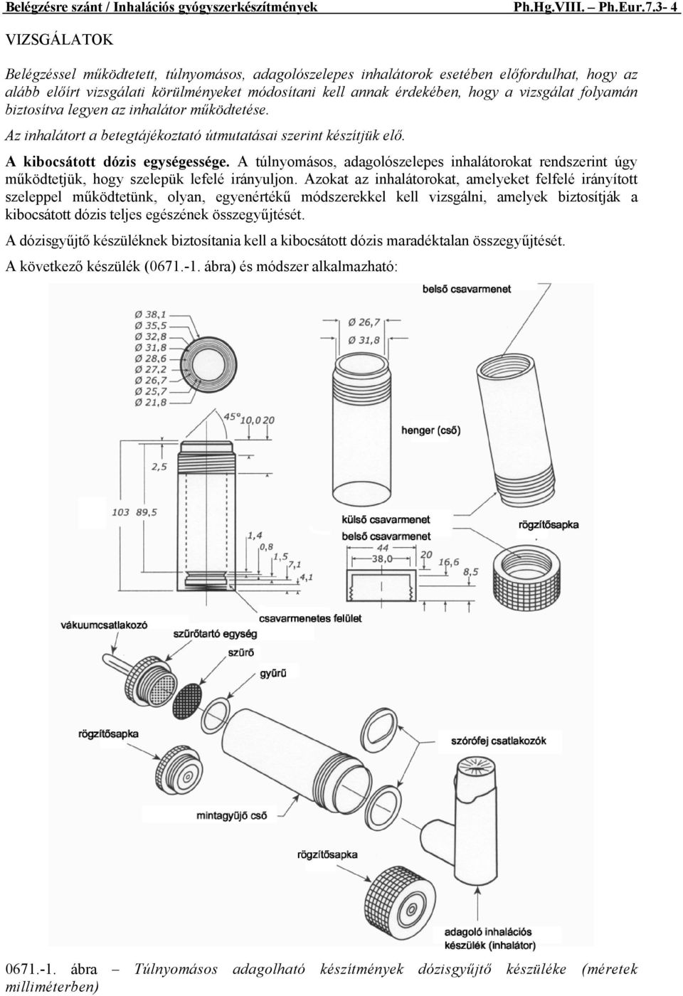 vizsgálat folyamán biztosítva legyen az inhalátor működtetése. Az inhalátort a betegtájékoztató útmutatásai szerint készítjük elő. A kibocsátott dózis egységessége.