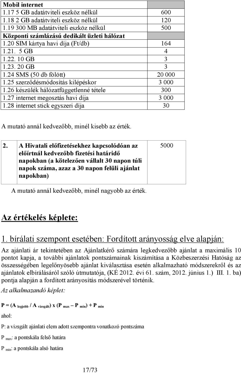 27 internet megosztás havi díja 3 000 1.28 internet stick egyszeri díja 30 A mutató annál kedvezőbb, minél kisebb az érték. 2.