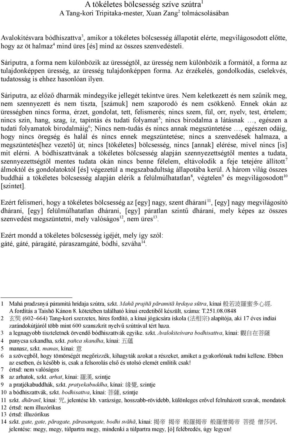 Sáriputra, a forma nem különbözik az ürességtől, az üresség nem különbözik a formától, a forma az tulajdonképpen üresség, az üresség tulajdonképpen forma.