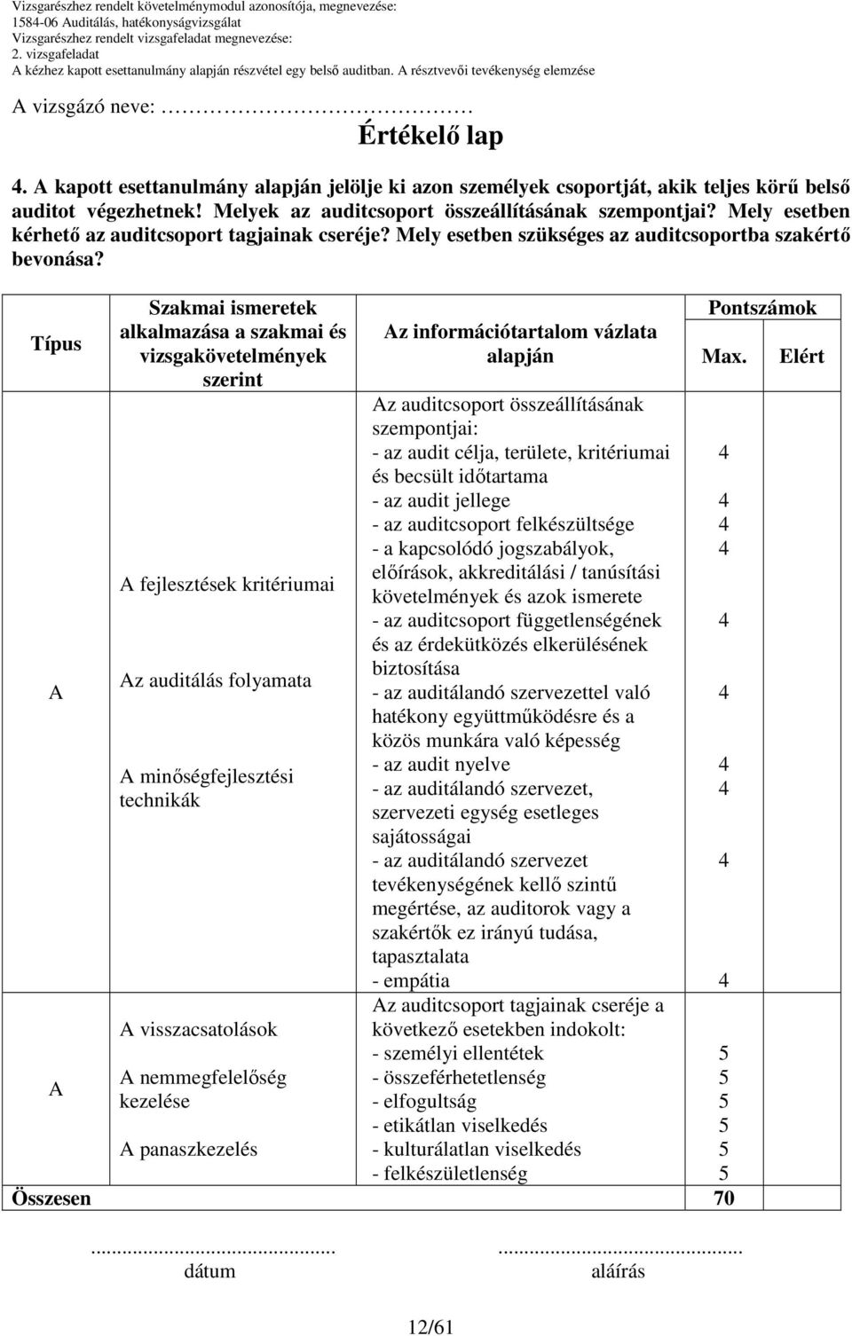 Mely esetben kérhetı az auditcsoport tagjainak cseréje? Mely esetben szükséges az auditcsoportba szakértı bevonása?