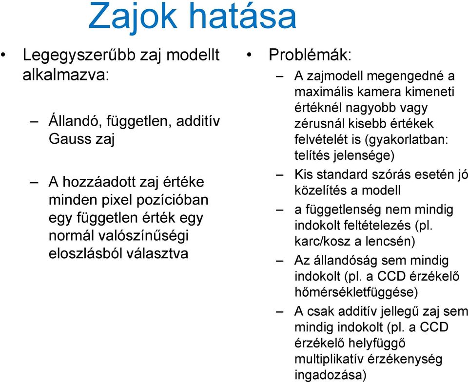 (gyakorlatban: telítés jelensége) Kis standard szórás esetén jó közelítés a modell a függetlenség nem mindig indokolt feltételezés (pl.