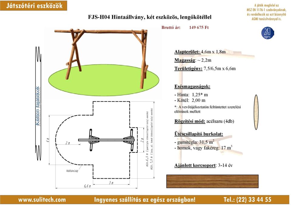 feltüntettet szerelési előírások mellett Rögzítési mód: acélsaru (4db) Ütéscsillapító burkolat: -