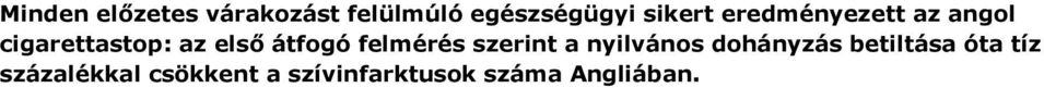 átfogó felmérés szerint a nyilvános dohányzás betiltása