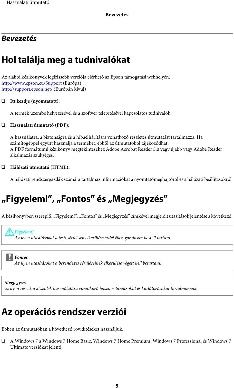 Használati útmutató (PDF): A használatra, a biztonságra és a hibaelhárításra vonatkozó részletes útmutatást tartalmazza.