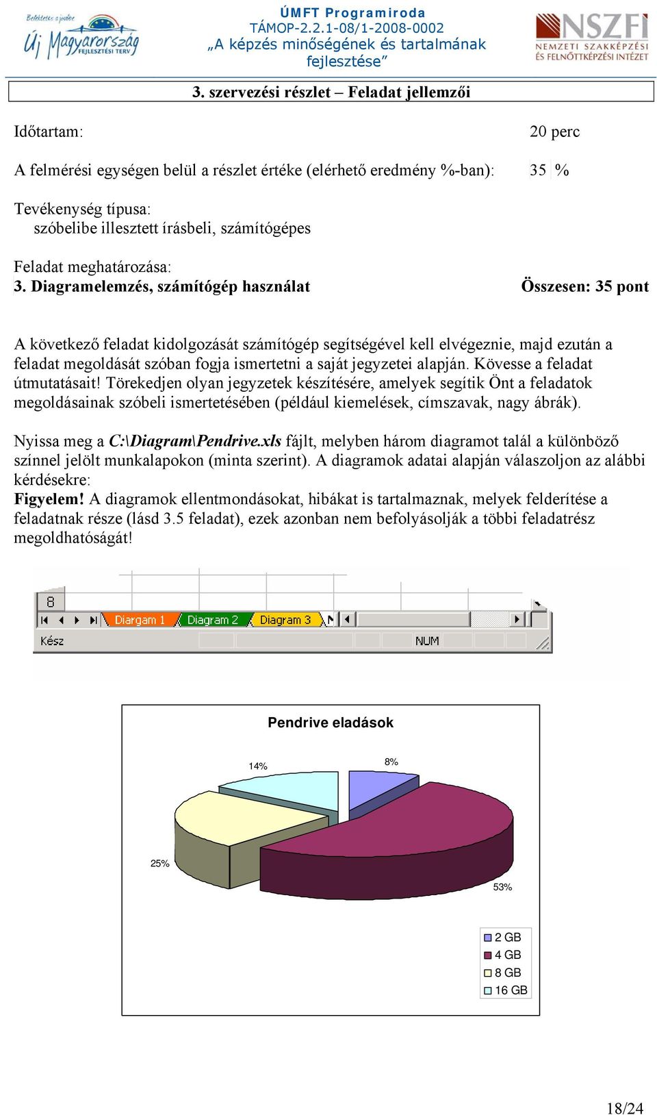 Diagramelemzés, számítógép használat Összesen: 35 pont A következő feladat kidolgozását számítógép segítségével kell elvégeznie, majd ezután a feladat megoldását szóban fogja ismertetni a saját