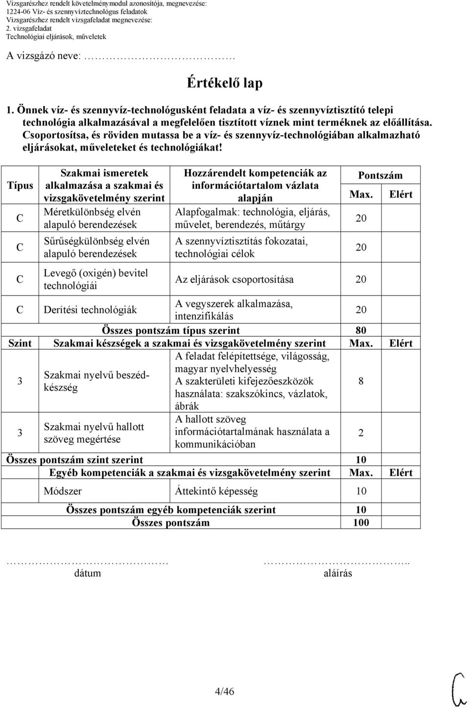 soportosítsa, és röviden mutassa be a víz- és szennyvíz-technológiában alkalmazható eljárásokat, műveleteket és technológiákat!