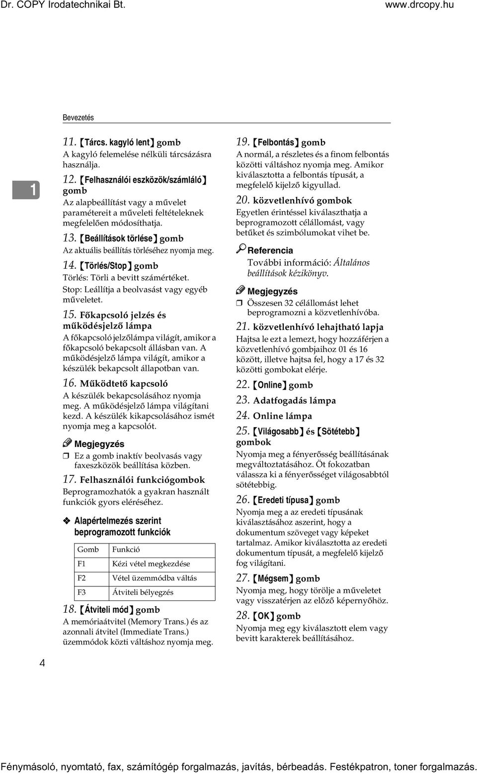 {Beállítások törlése} gomb Az aktuális beállítás törléséhez nyomja meg. 14. {Törlés/Stop} gomb Törlés: Törli a bevitt számértéket. Stop: Leállítja a beolvasást vagy egyéb mûveletet. 15.