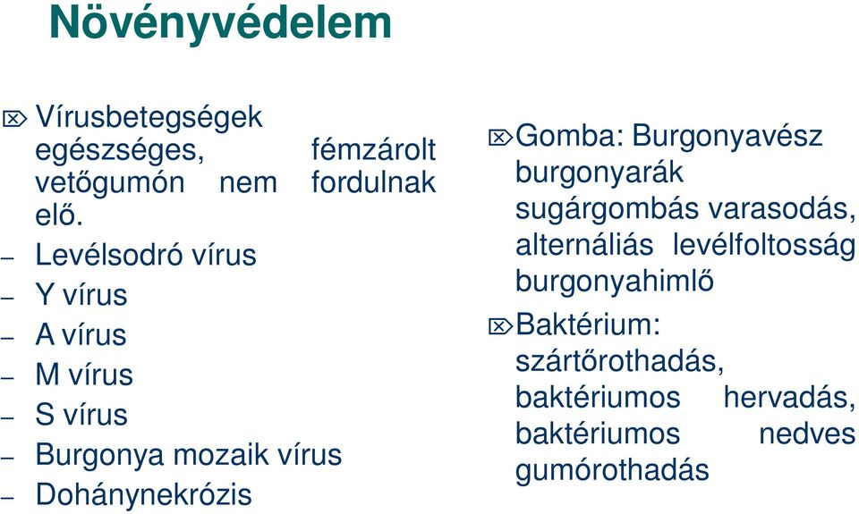 Gomba: Burgonyavész burgonyarák sugárgombás varasodás, alternáliás levélfoltosság