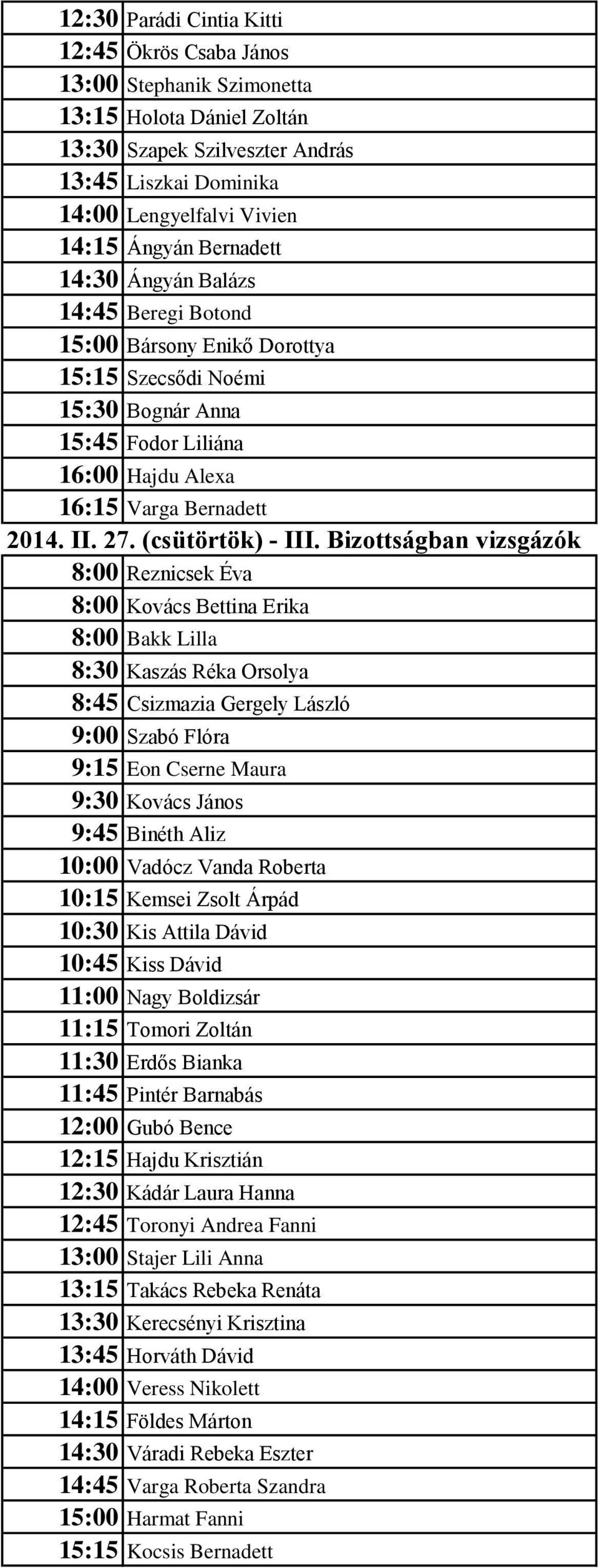 (csütörtök) - III.