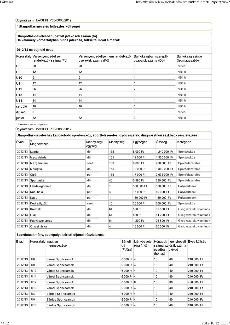 12 12 1 26 26 2 14 14 1 14 14 1 16 16 1 0 0 0 32 32 2 Bajnokságban szereplő csapatok száma (Db) Bajnokság szintje (legmagasabb) 11. A Rendelet 2. (1) 11.