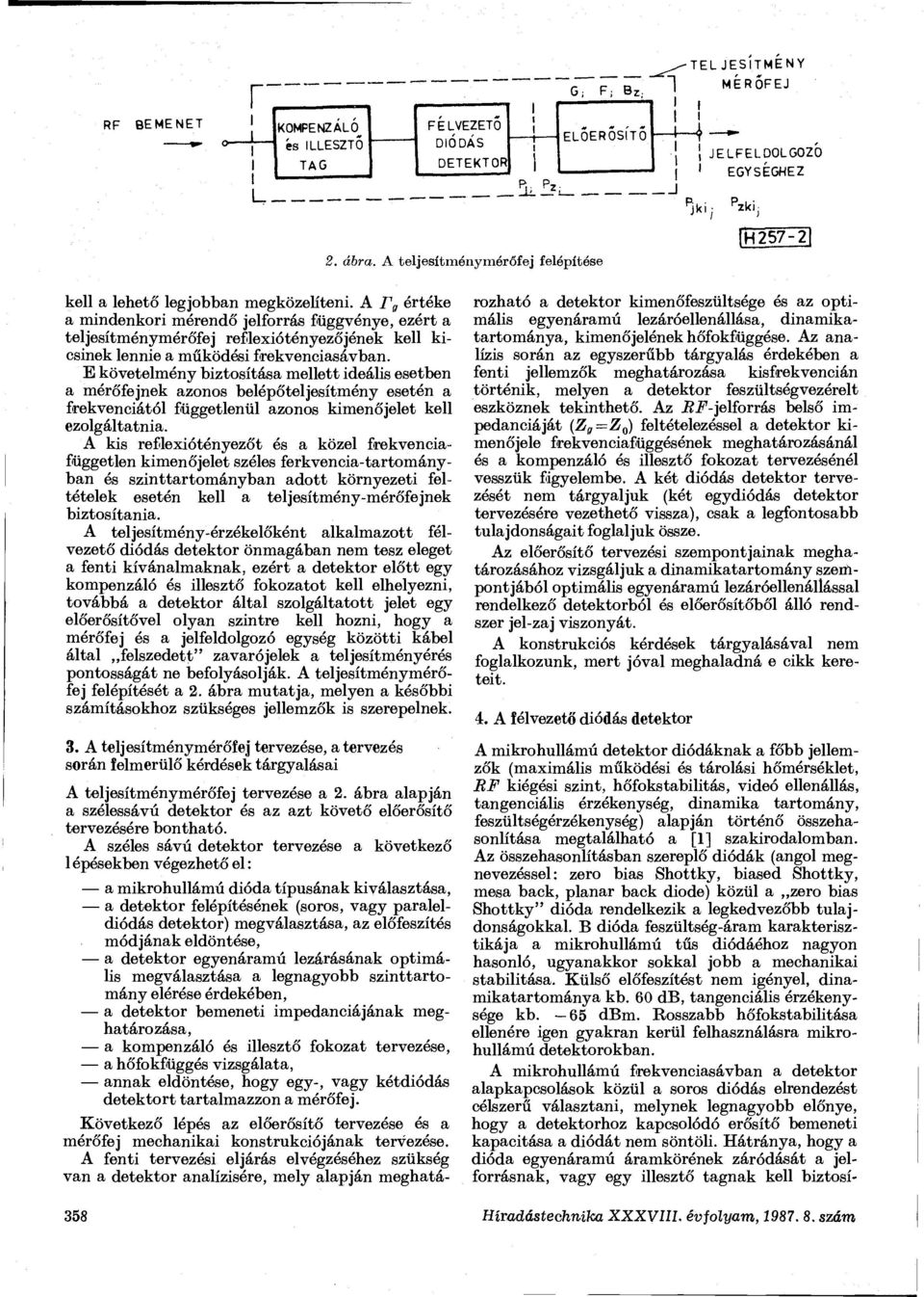 A r g értéke a mindenkori mérendő jelforrás függvénye, ezért a teljesítménymérőfej reflexiótényezőjének kell kicsinek lennie a működési frekvenciasavban.