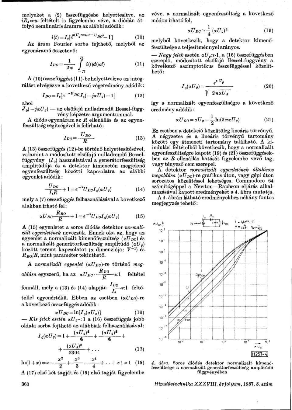 ü»cj <> (-jo í U 1 )- 1] (12) J 0 ( ja.u t ) az elsőfajú nulladrendű Bessel-függvény képzetes argumentummal.