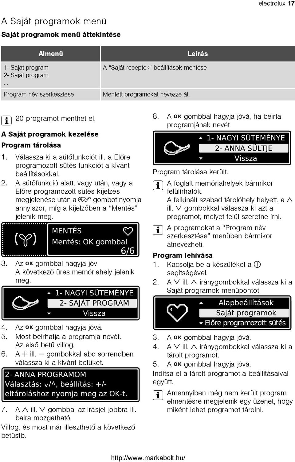 Válassza ki a sütõfunkciót ill. a Elõre programozott sütés funkciót a kívánt beállításokkal. 2.