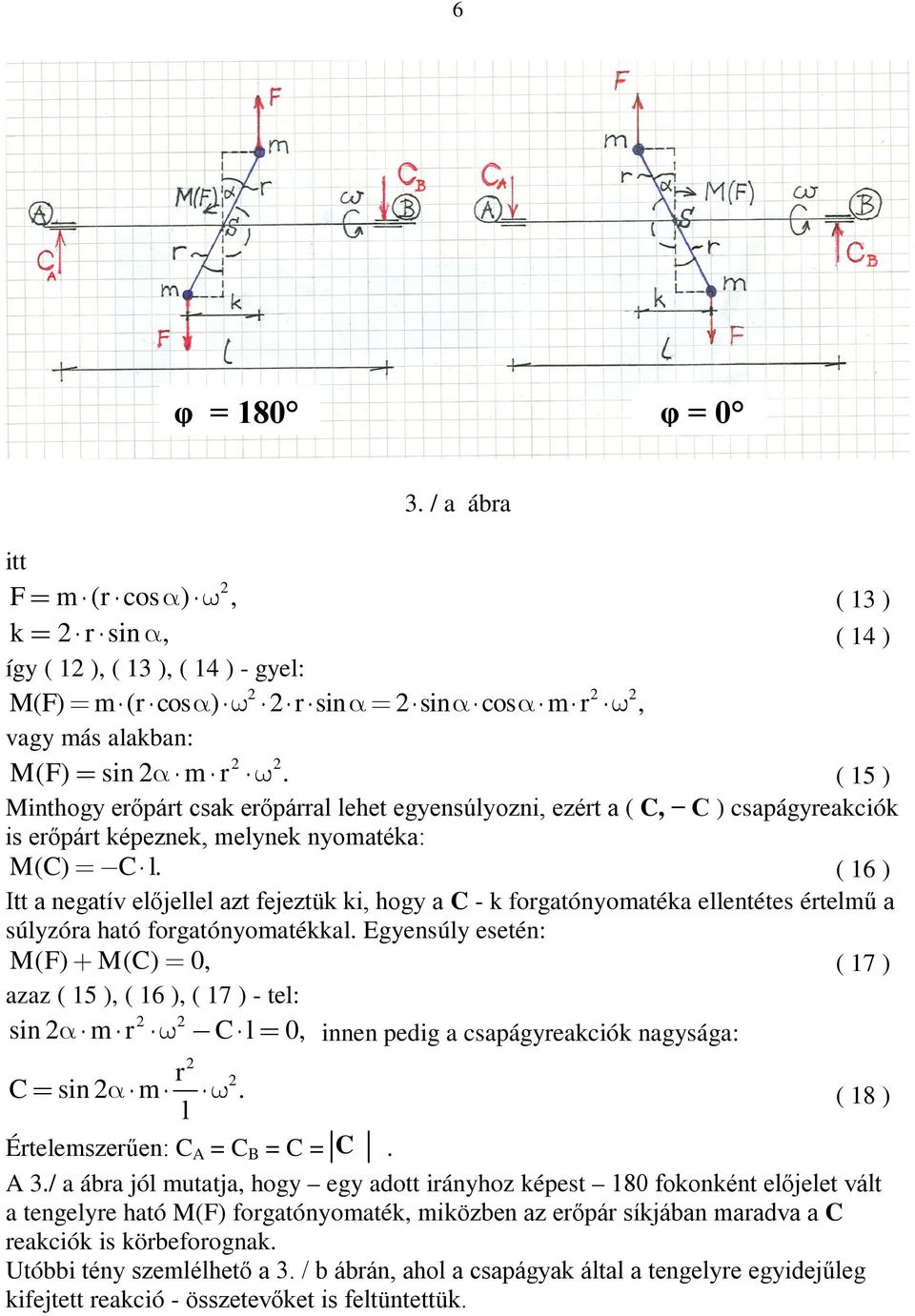 ( 16 ) Itt a negatív előjellel azt fejeztük ki, hogy a C - k forgatónyomatéka ellentéte értelmű a úlyzóra ható forgatónyomatékkal.