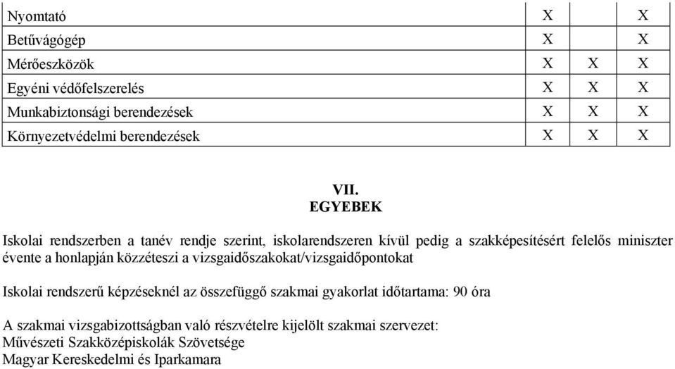 EGYEBEK Iskolai rendszerben a tanév rendje szerint, iskolarendszeren kívül pedig a szakképesítésért felelős miniszter évente a honlapján