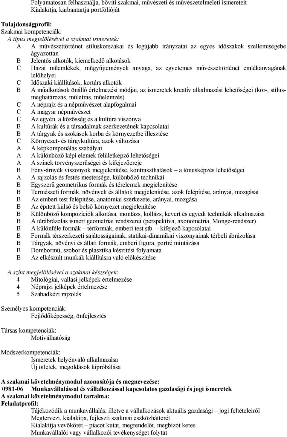 az egyetemes művészettörténet emlékanyagának lelőhelyei C Időszaki kiállítások, kortárs alkotók B A műalkotások önálló értelmezési módjai, az ismeretek kreatív alkalmazási lehetőségei (kor-,