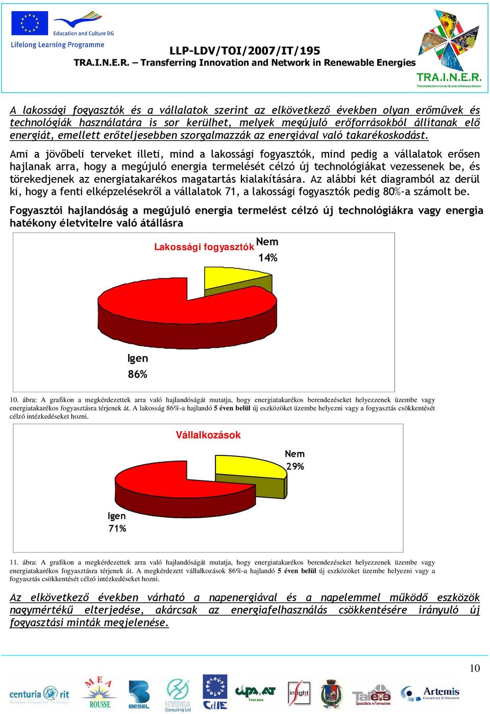 Ami a jövőbeli terveket illeti, mind a lakossági fogyasztók, mind pedig a vállalatok erősen hajlanak arra, hogy a megújuló energia termelését célzó új technológiákat vezessenek be, és törekedjenek az