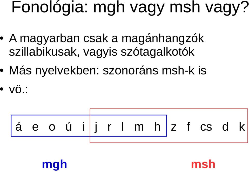 szillabikusak, vagyis szótagalkotók Más