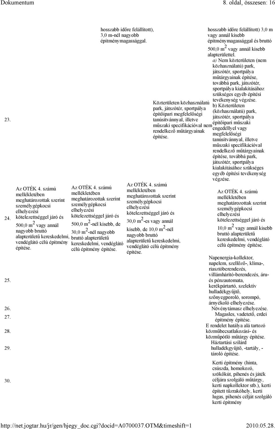 kereskedelmi, bruttó alapterületű vendéglátó célú építmény kereskedelmi, vendéglátó célú építmény hosszabb időre felállított), 3,0 m-nél nagyobb építménymagassággal. Az OTÉK 4.