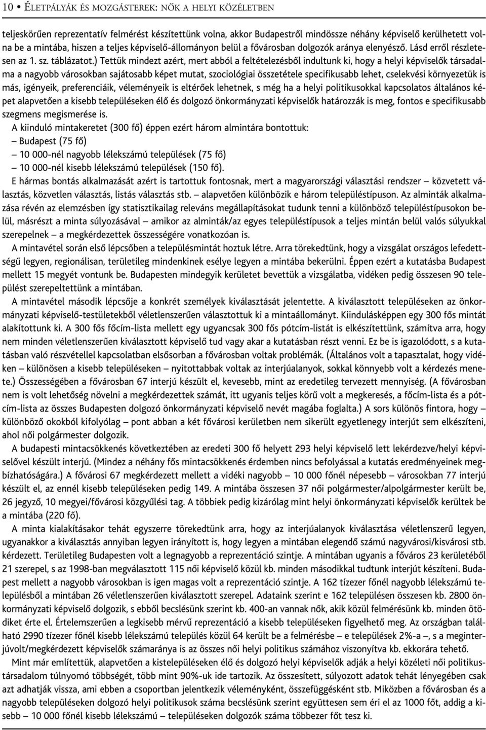 ) Tettük mindezt azért, mert abból a feltételezésbôl indultunk ki, hogy a helyi képviselôk társadalma a nagyobb városokban sajátosabb képet mutat, szociológiai összetétele specifikusabb lehet,