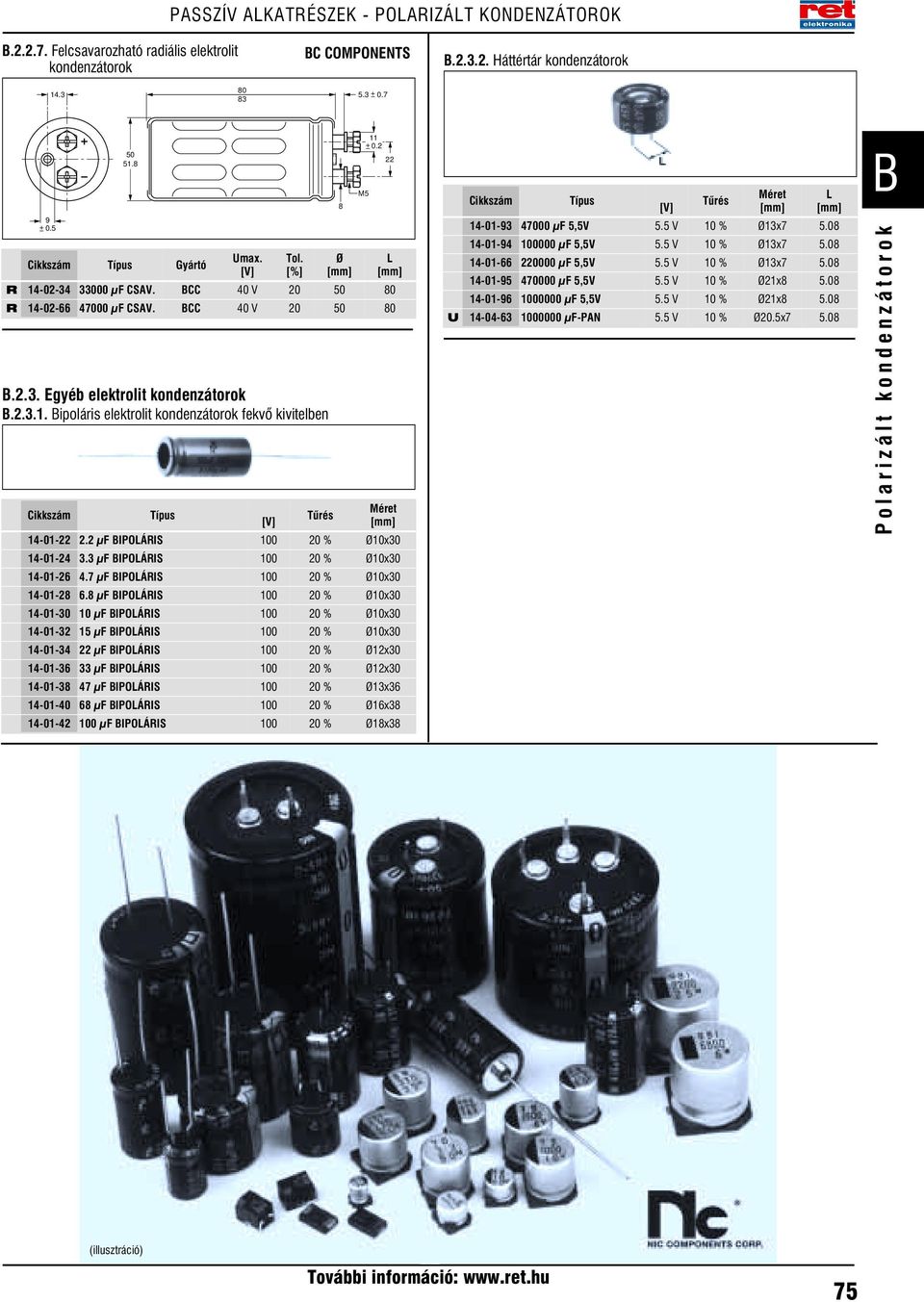 2 µf IPOÁRIS 100 20 % Ø10x30 14-01-24 3.3 µf IPOÁRIS 100 20 % Ø10x30 14-01-26 4.7 µf IPOÁRIS 100 20 % Ø10x30 14-01-28 6.