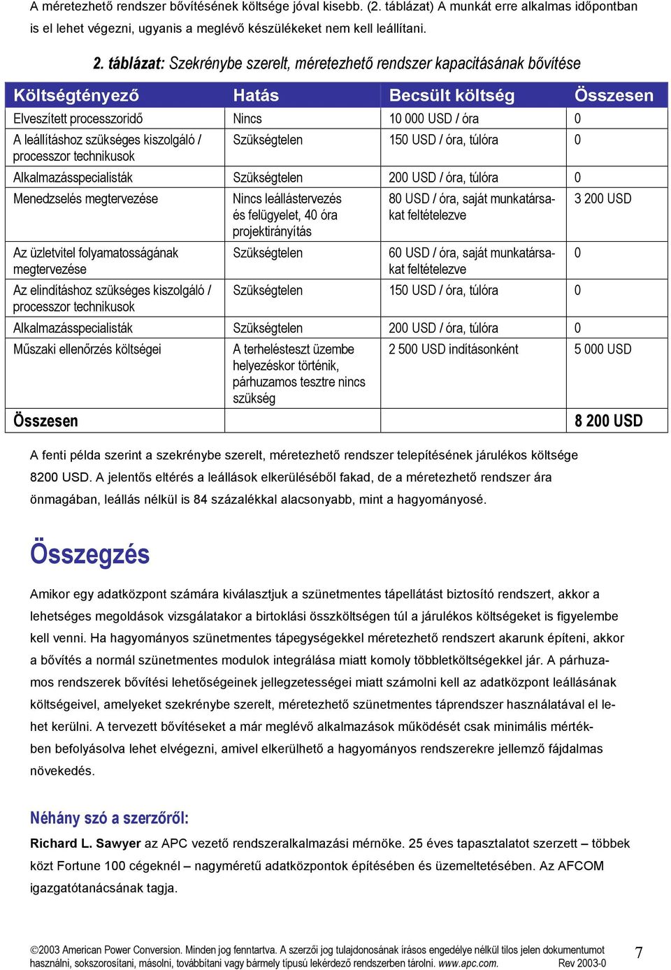 kiszolgáló / processzor technikusok Szükségtelen 150 USD / óra, túlóra 0 Alkalmazásspecialisták Szükségtelen 200 USD / óra, túlóra 0 Menedzselés megtervezése Az üzletvitel folyamatosságának