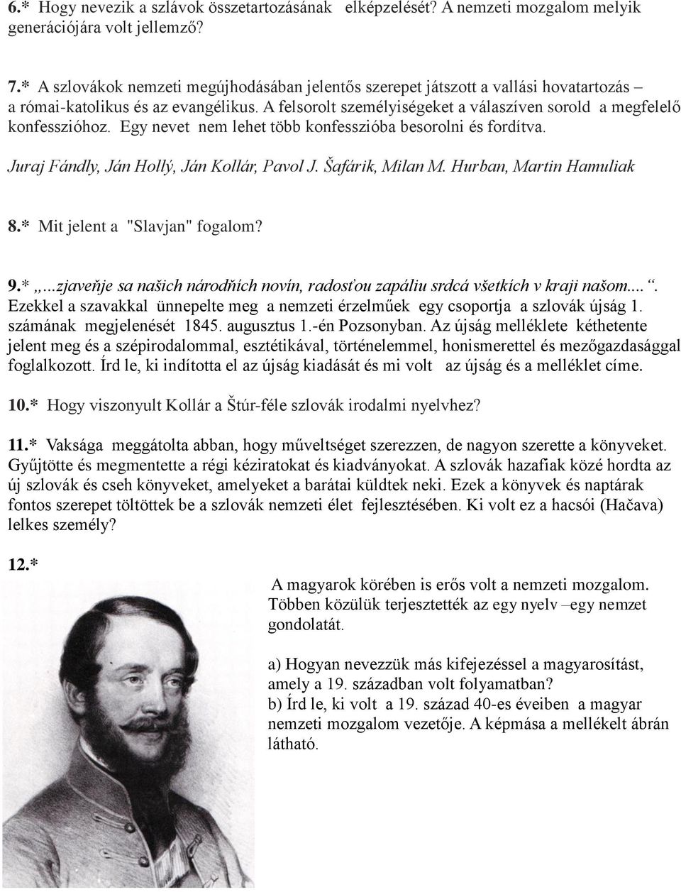 Egy nevet nem lehet több konfesszióba besorolni és fordítva. Juraj Fándly, Ján Hollý, Ján Kollár, Pavol J. Šafárik, Milan M. Hurban, Martin Hamuliak 8.* 