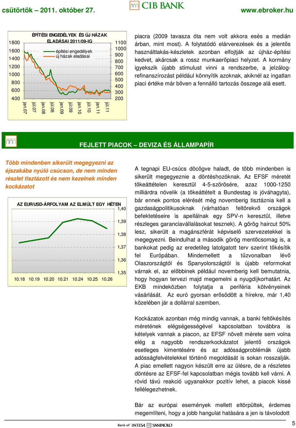 A kormány igyekszik újabb stimulust vinni a rendszerbe, a jelzálogrefinanszírozást például könnyítik azoknak, akiknél az ingatlan piaci értéke már bıven a fennálló tartozás összege alá esett. júl.