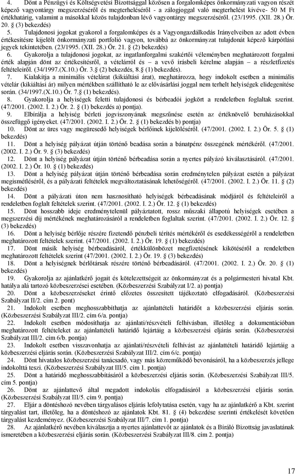 Tulajdonosi jogokat gyakorol a forgalomképes és a Vagyongazdálkodás Irányelveiben az adott évben értékesítésre kijelölt önkormányzati portfolió vagyon, továbbá az önkormányzat tulajdonát képező