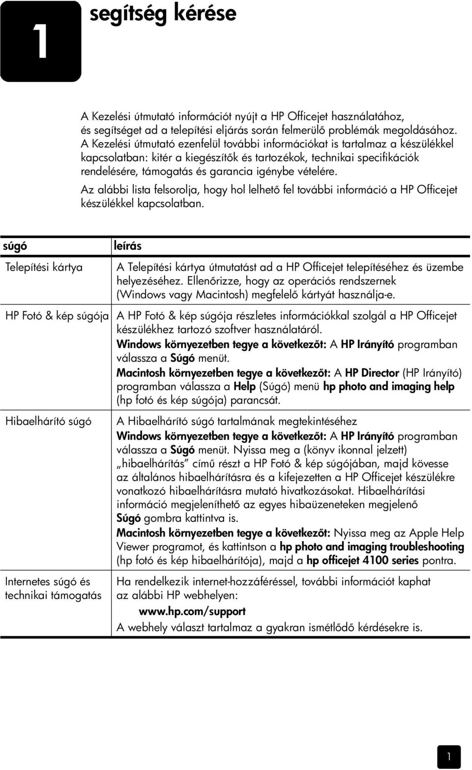 vételére. Az alábbi lista felsorolja, hogy hol lelhet fel további információ a HP Officejet készülékkel kapcsolatban.