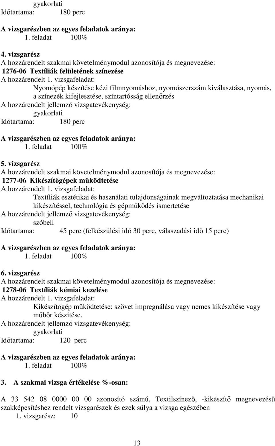 vizsgafeladat: Nyomópép készítése kézi filmnyomáshoz, nyomószerszám kiválasztása, nyomás, a színezék kifejlesztése, színtartósság ellenőrzés A hozzárendelt jellemző vizsgatevékenység: gyakorlati