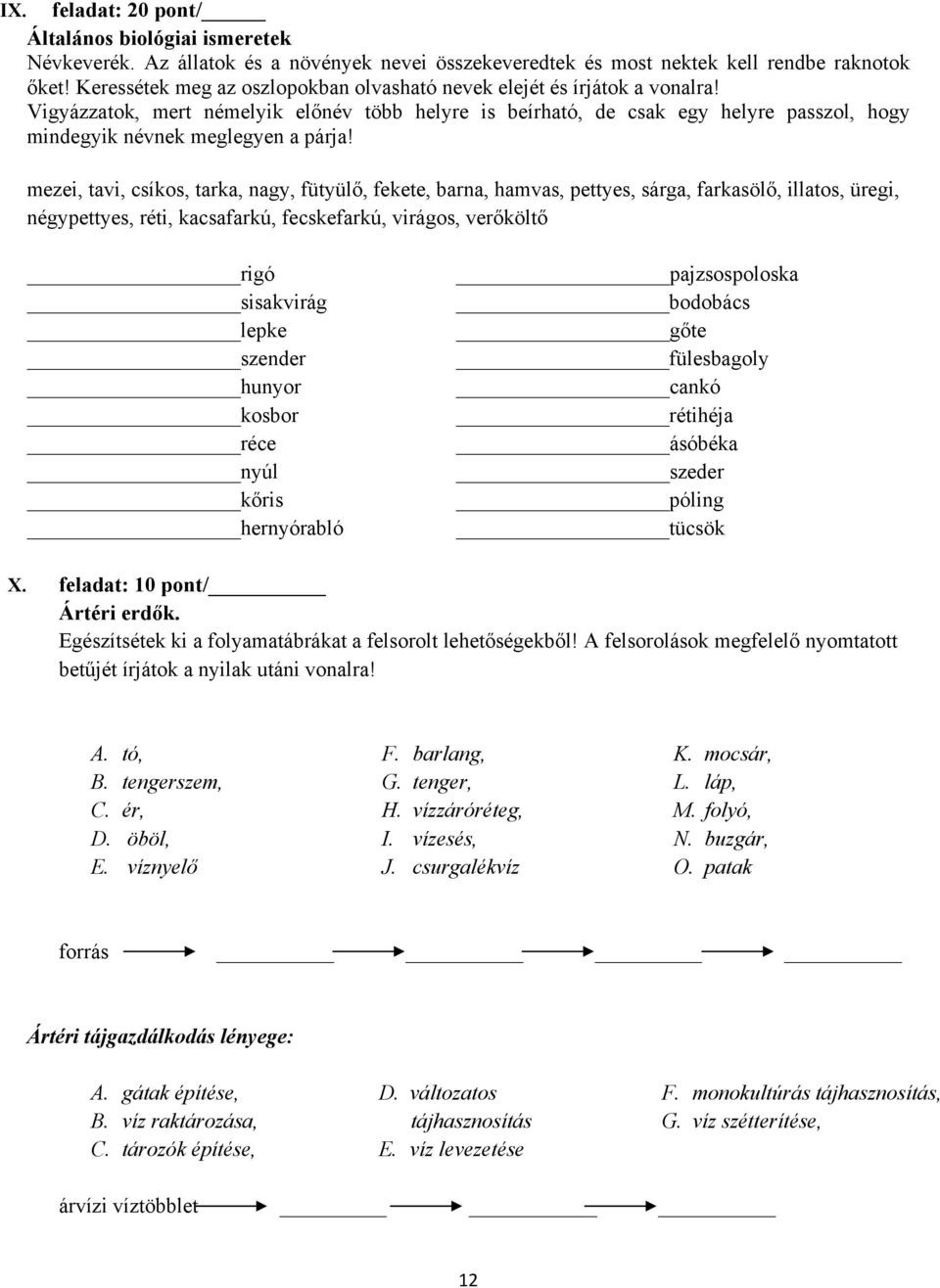 Vigyázzatok, mert némelyik előnév több helyre is beírható, de csak egy helyre passzol, hogy mindegyik névnek meglegyen a párja!