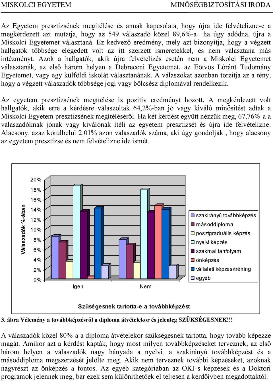 Azok a hallgatók, akik újra felvételizés esetén nem a Miskolci Egyetemet választanák, az első három helyen a Debreceni Egyetemet, az Eötvös Lóránt Tudomány Egyetemet, vagy egy külföldi iskolát