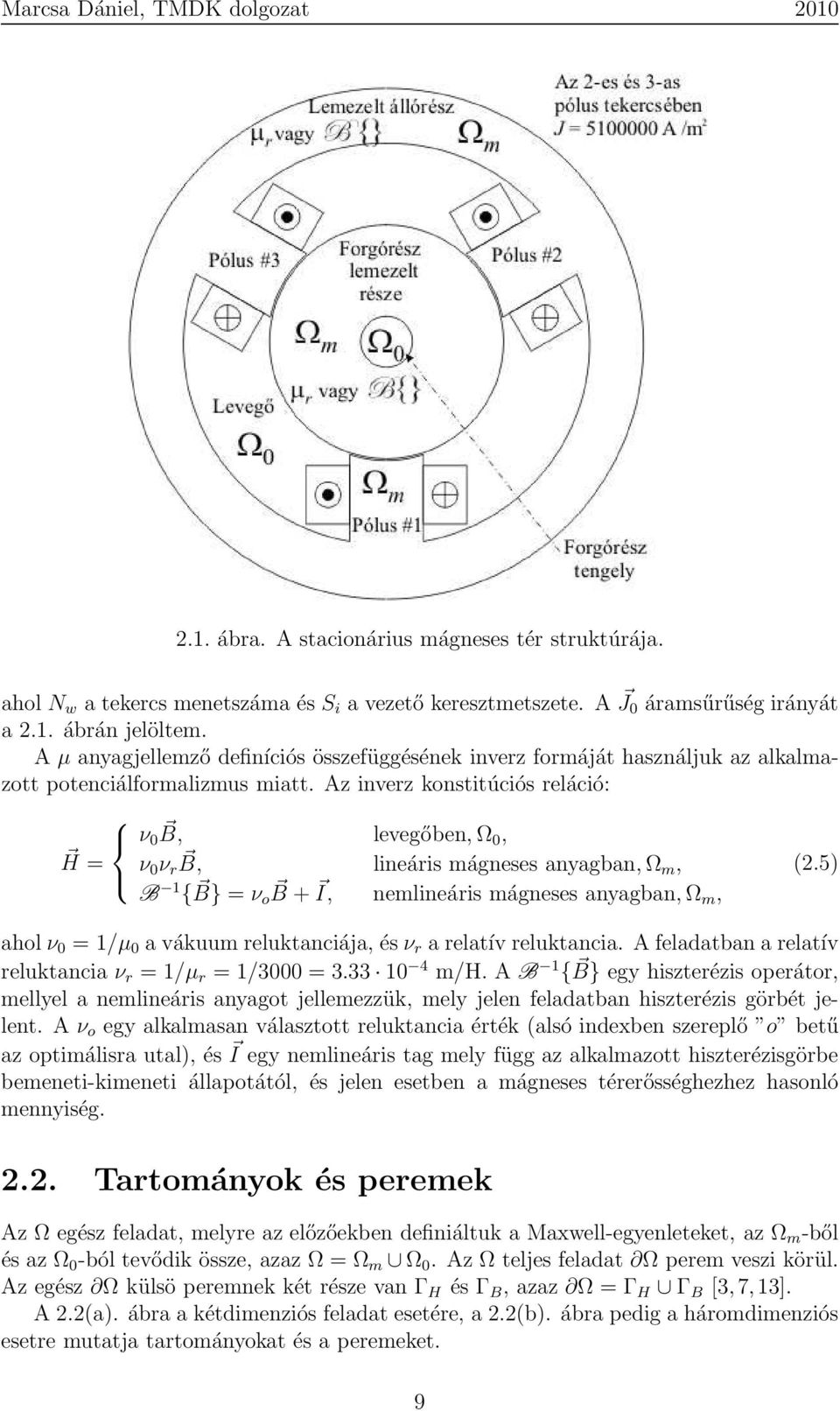 Az inverz konstitúciós reláció: ν 0B, levegőben, Ω0, H = ν 0 ν rb, lineáris mágneses anyagban, Ωm, B 1 { B} = ν ob + I, nemlineáris mágneses anyagban, Ωm, (2.